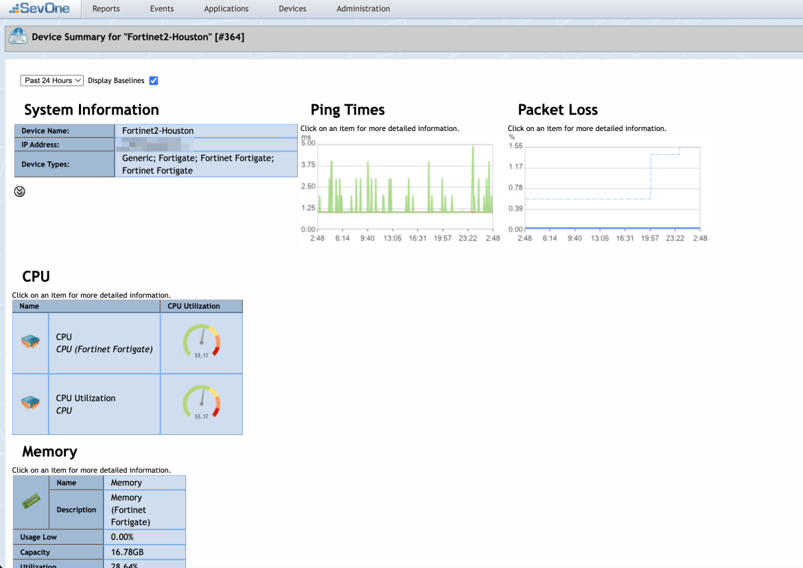 IBM SevOne Device Summary
