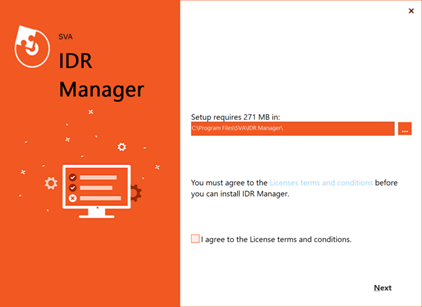 Screenshot vom IDR Manager Installer
